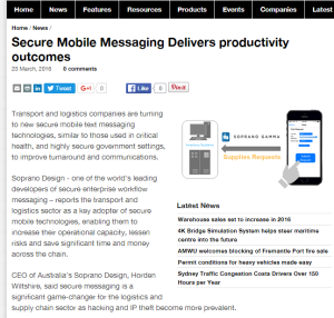 secure mobile messaging for logistics and transportation