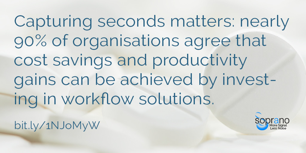 Effective communications in healthcare: Capturing seconds matters: nearly 90% of organisations agree that cost savings and productivity gains can be achieved by investing in workflow solutions.