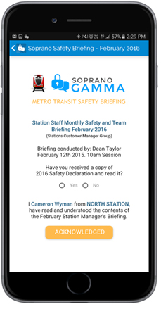 Metro transit safety briefing Soprano Design