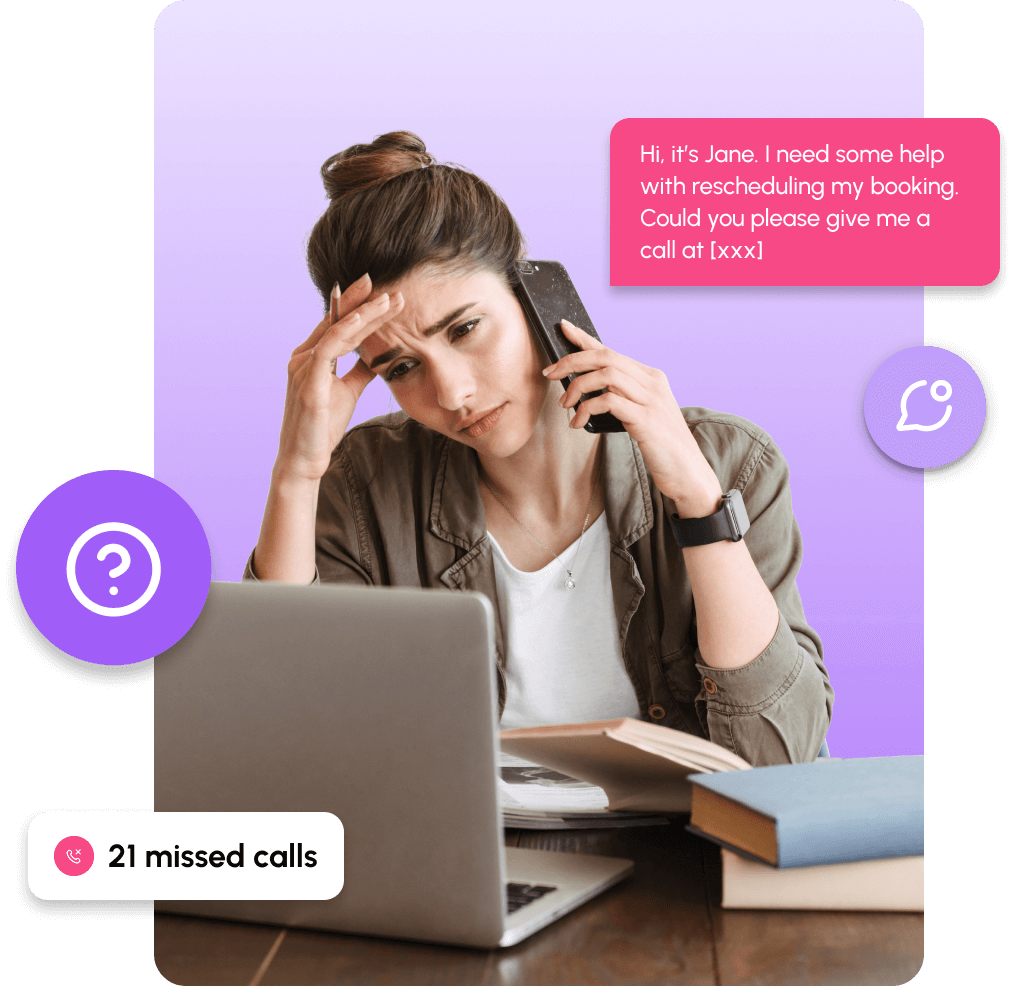 Woman stressed at her desk
