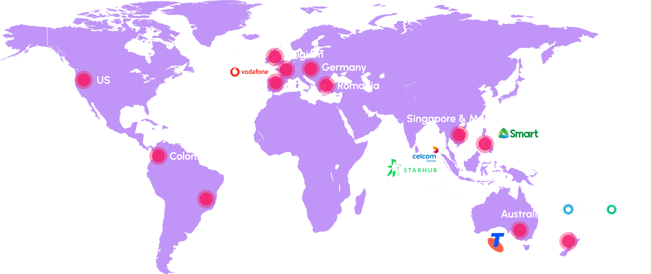 World map showing locations of partners